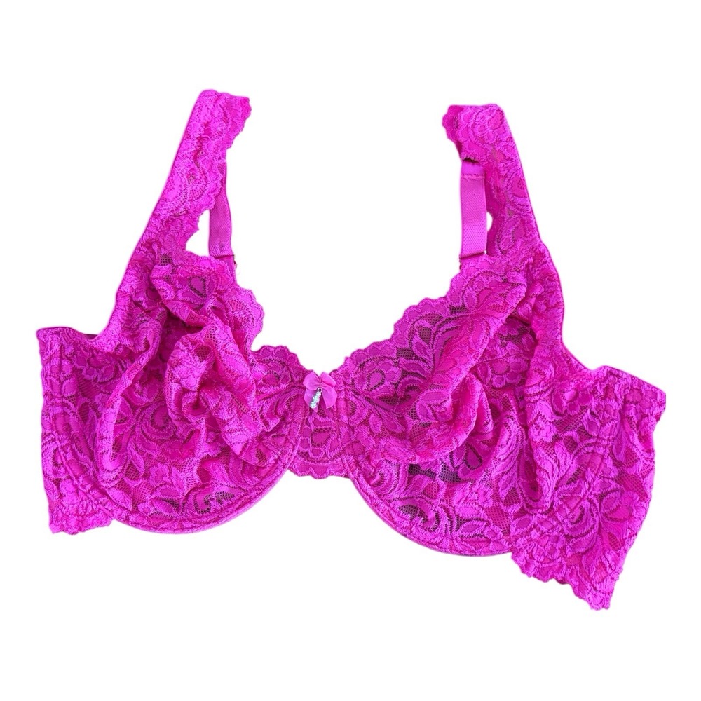 Smart & Sexy Women's Signature Lace Unlined Underwire Bra 40D Hot Pink